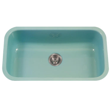 Houzer MT Porcela Series Porcelain Enamel Steel Undermount Large Single Bowl Kitchen Sink, Mint Kitchen Sink - Undermount Houzer